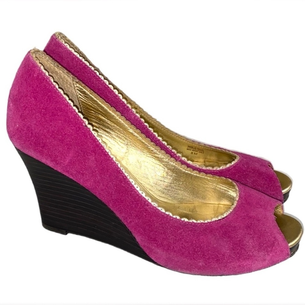 Lilly Pulitzer Pink and Gold Wedge Heels